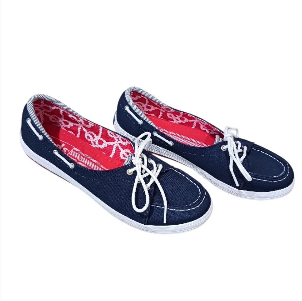 Keds Lace Up Canvas Boat Shoes Nautical - Picture 3 of 11